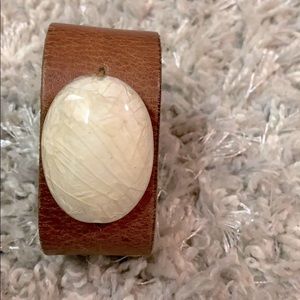 Handmade leather cuff bracelet.